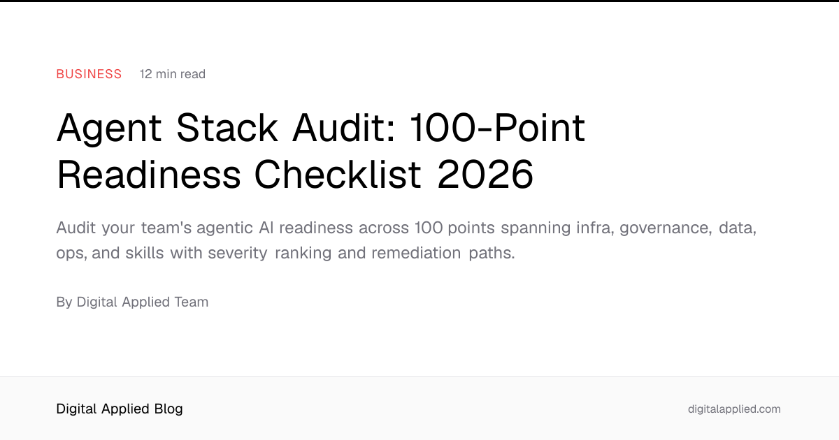 Agent Stack Audit: 100-Point Readiness Checklist 2026