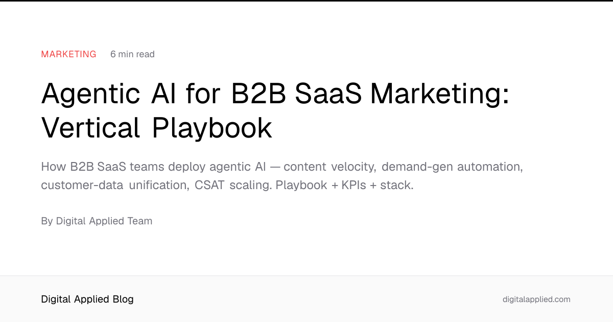 Agentic AI for B2B SaaS Marketing: Vertical Playbook