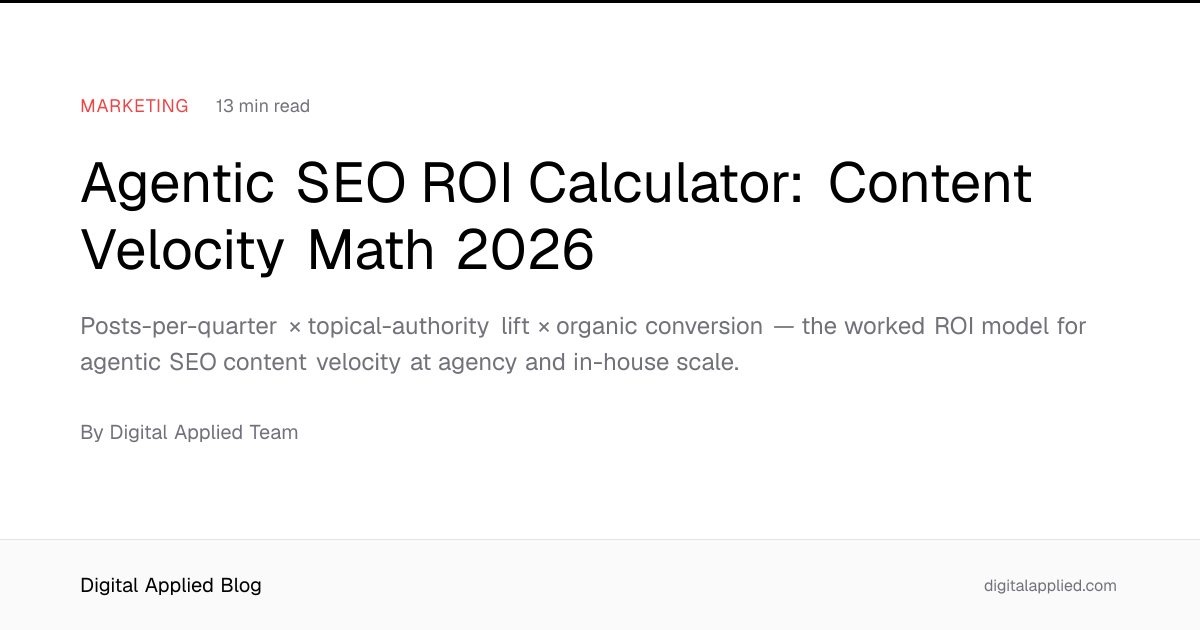 Agentic SEO ROI Calculator: Content Velocity Math 2026