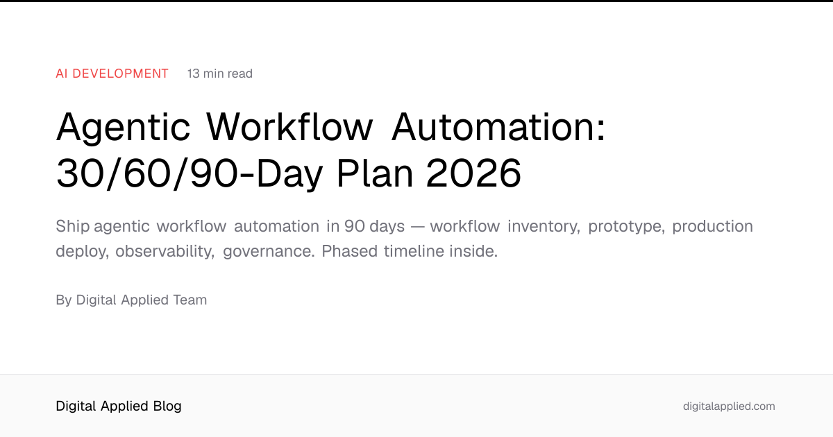 Agentic Workflow Automation: 30/60/90-Day Plan 2026