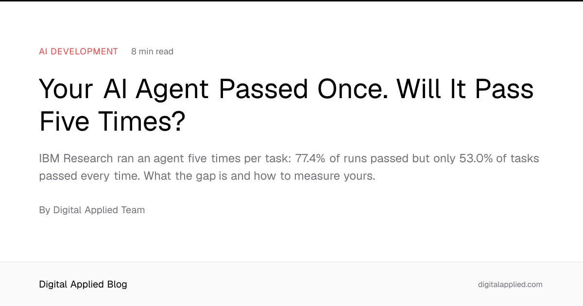 Your AI Agent Passed Once. Will It Pass Five Times?