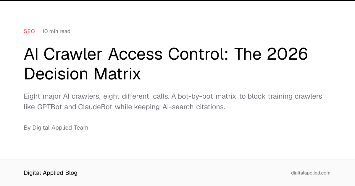 AI Crawler Access Control: The 2026 Decision Matrix