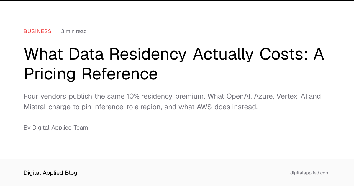 What Data Residency Actually Costs: A Pricing Reference