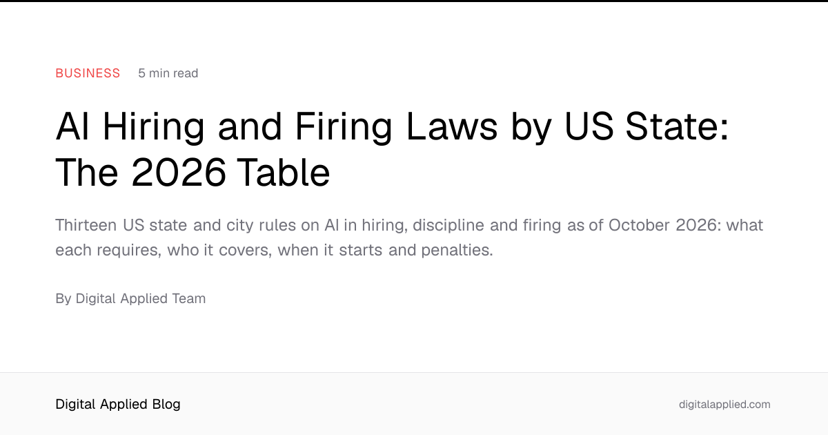 AI Hiring and Firing Laws by US State: The 2026 Table