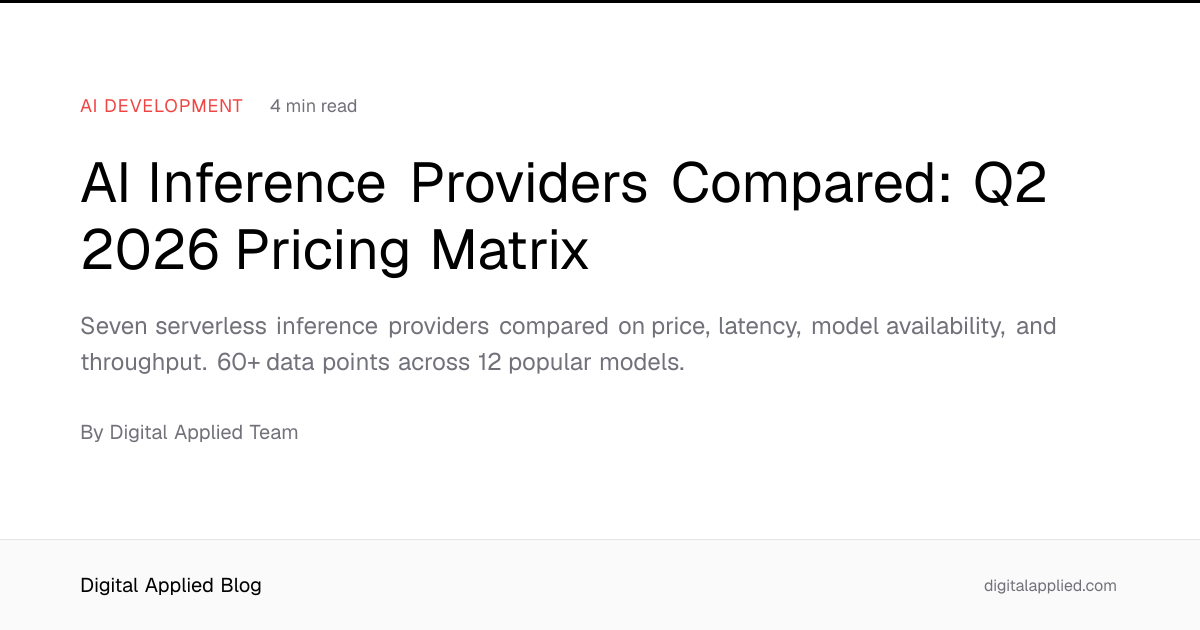 AI Inference Providers Compared: Q2 2026 Pricing Matrix