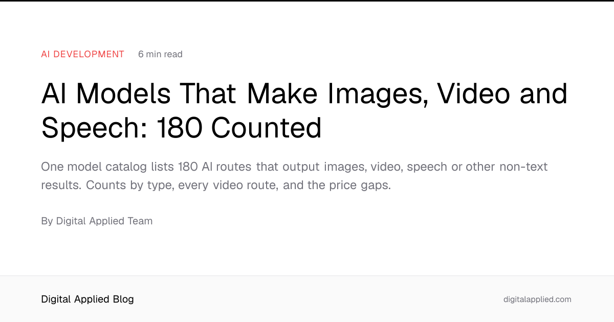 AI Models That Make Images, Video and Speech: 180 Counted