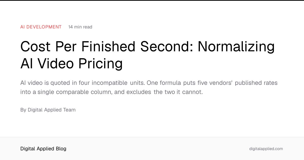 Cost Per Finished Second: Normalizing AI Video Pricing