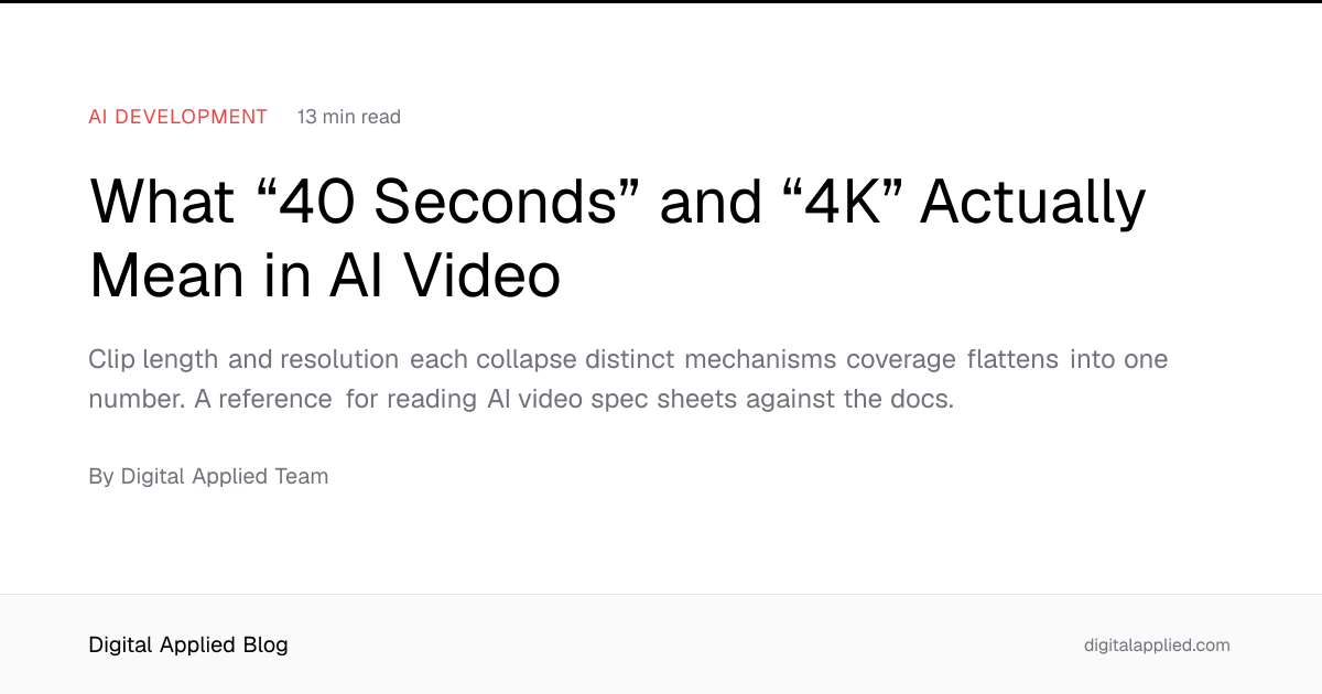 What “40 Seconds” and “4K” Actually Mean in AI Video