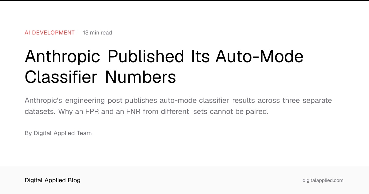Anthropic Published Its Auto-Mode Classifier Numbers