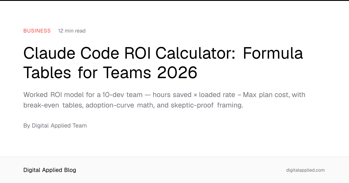 Claude Code ROI Calculator: Formula Tables for Teams 2026