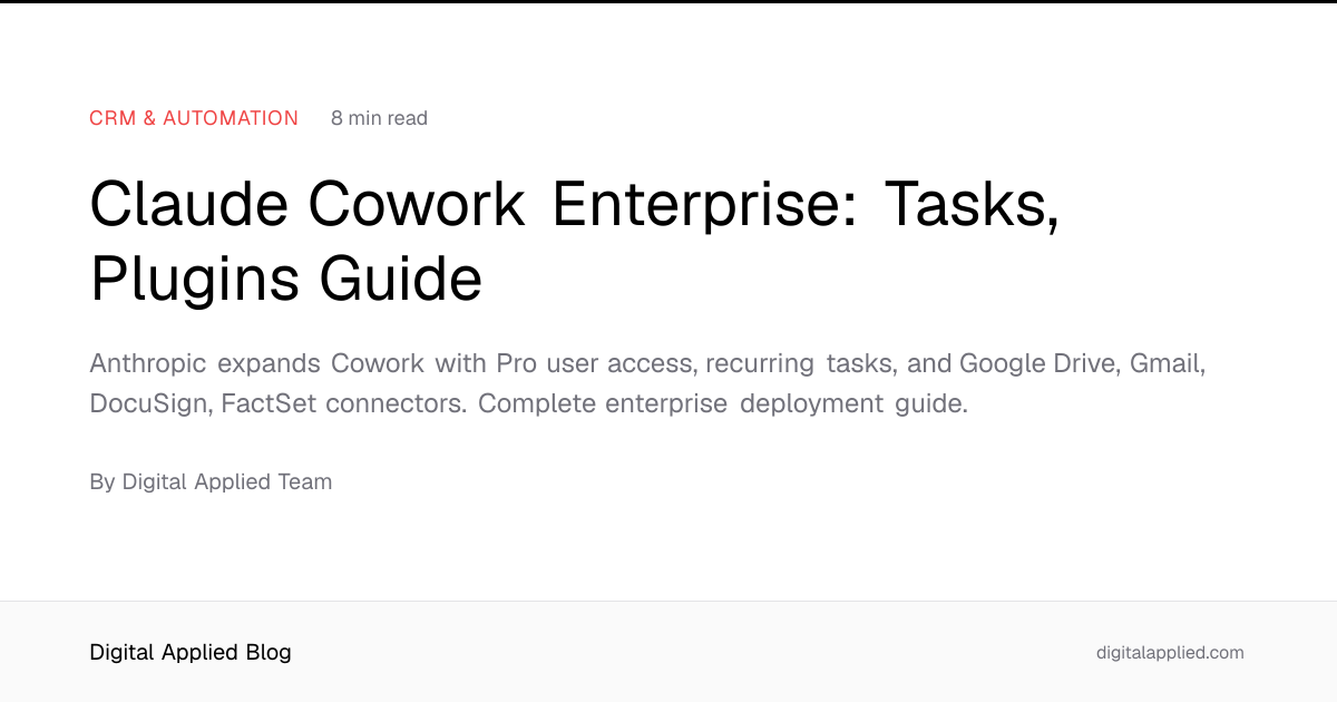 Claude Cowork Enterprise: Tasks, Plugins Guide