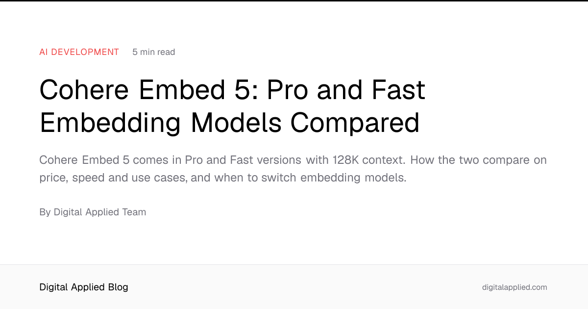 Cohere Embed 5: Pro and Fast Embedding Models Compared