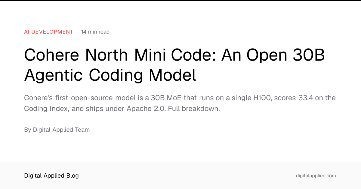 Cohere North Mini Code: An Open 30B Agentic Coding Model