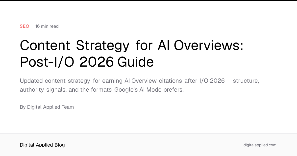 Content Strategy for AI Overviews: Post-I/O 2026 Guide
