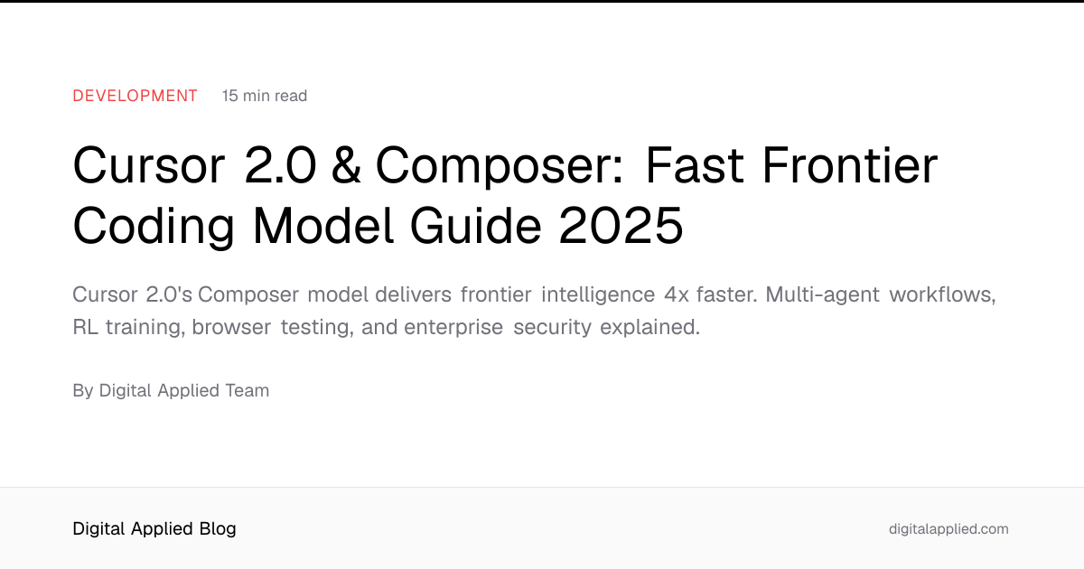 Cursor 2.0 & Composer: Fast Frontier Coding Model Guide 2025