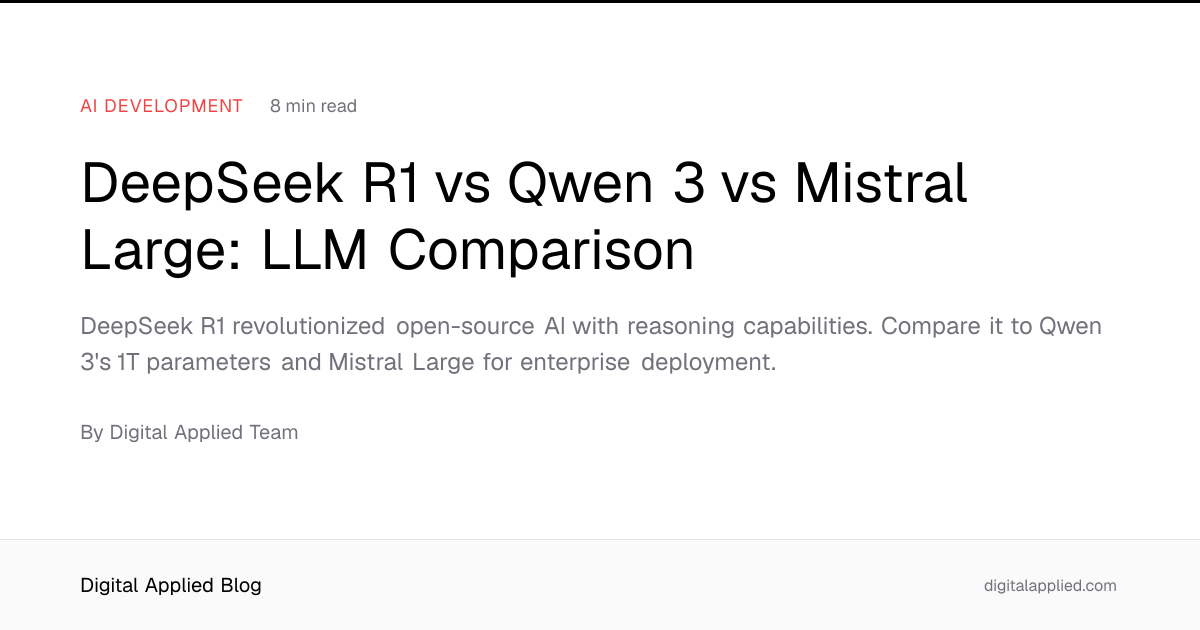DeepSeek R1 vs Qwen 3 vs Mistral Large: LLM Comparison