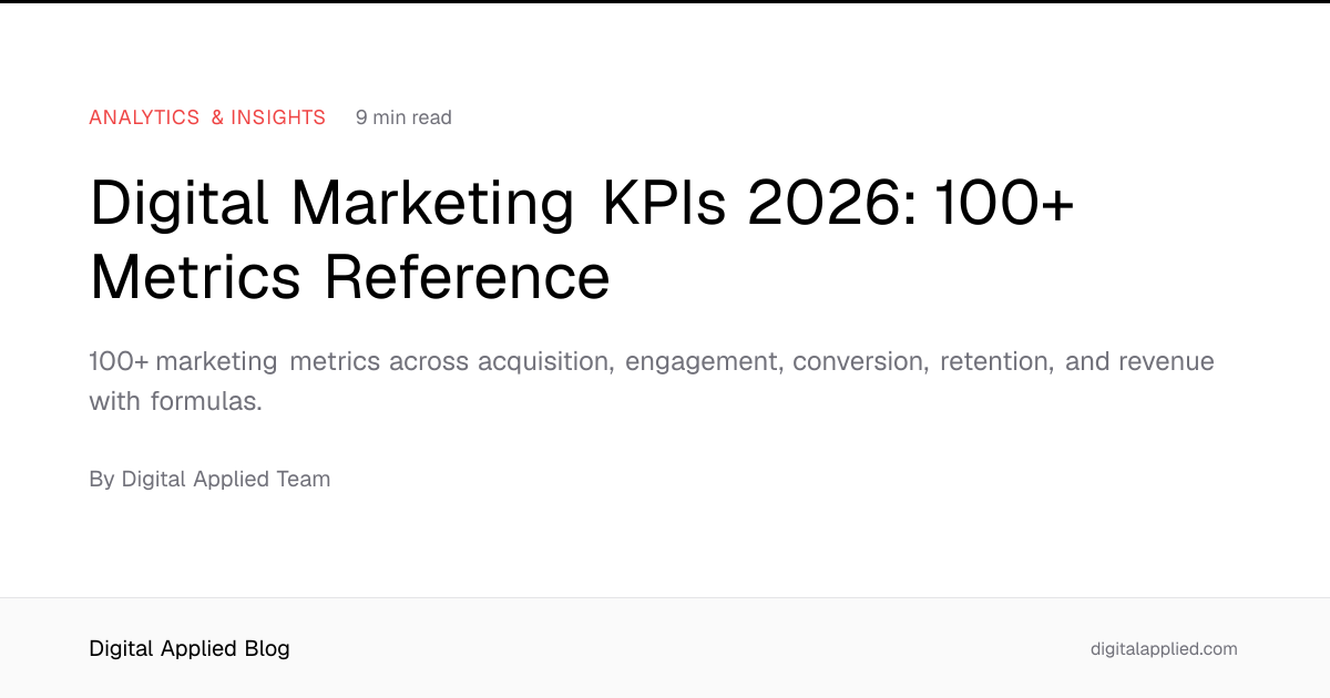 Digital Marketing KPIs 2026: 100+ Metrics Reference
