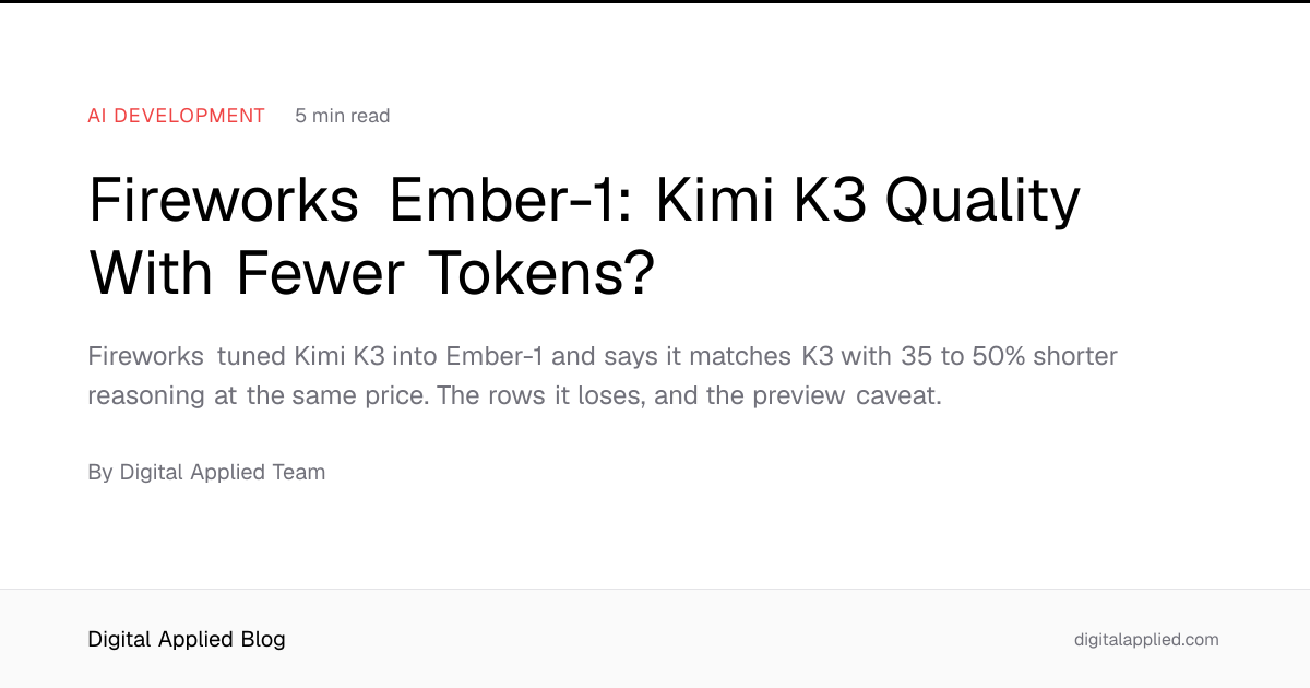 Fireworks Ember-1: Kimi K3 Quality With Fewer Tokens?