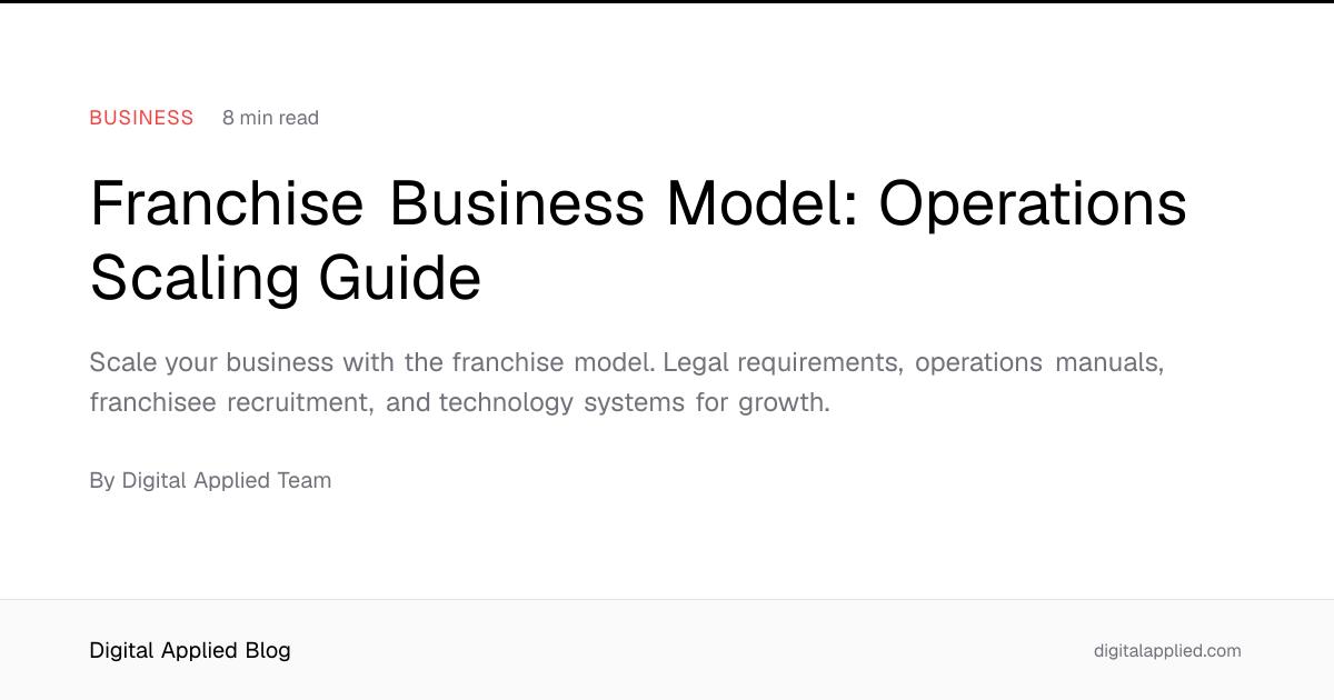 Franchise Business Model: Operations Scaling Guide