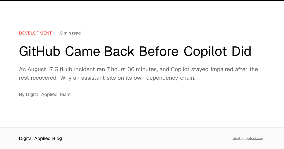 GitHub Came Back Before Copilot Did