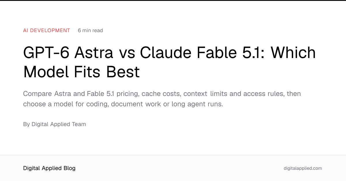 GPT-6 Astra vs Claude Fable 5.1: Which Model Fits Best