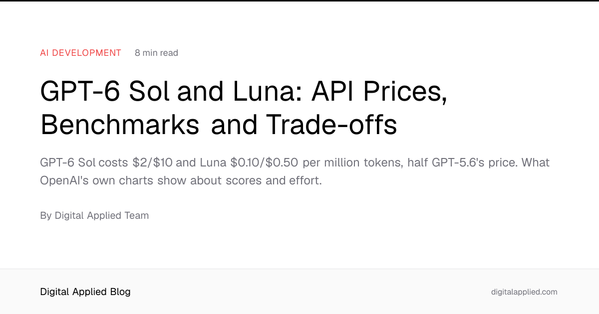 GPT-6 Sol and Luna: API Prices, Benchmarks and Trade-offs