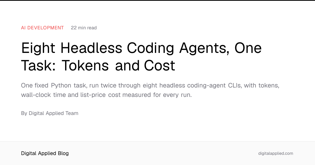 Eight Headless Coding Agents, One Task: Tokens and Cost