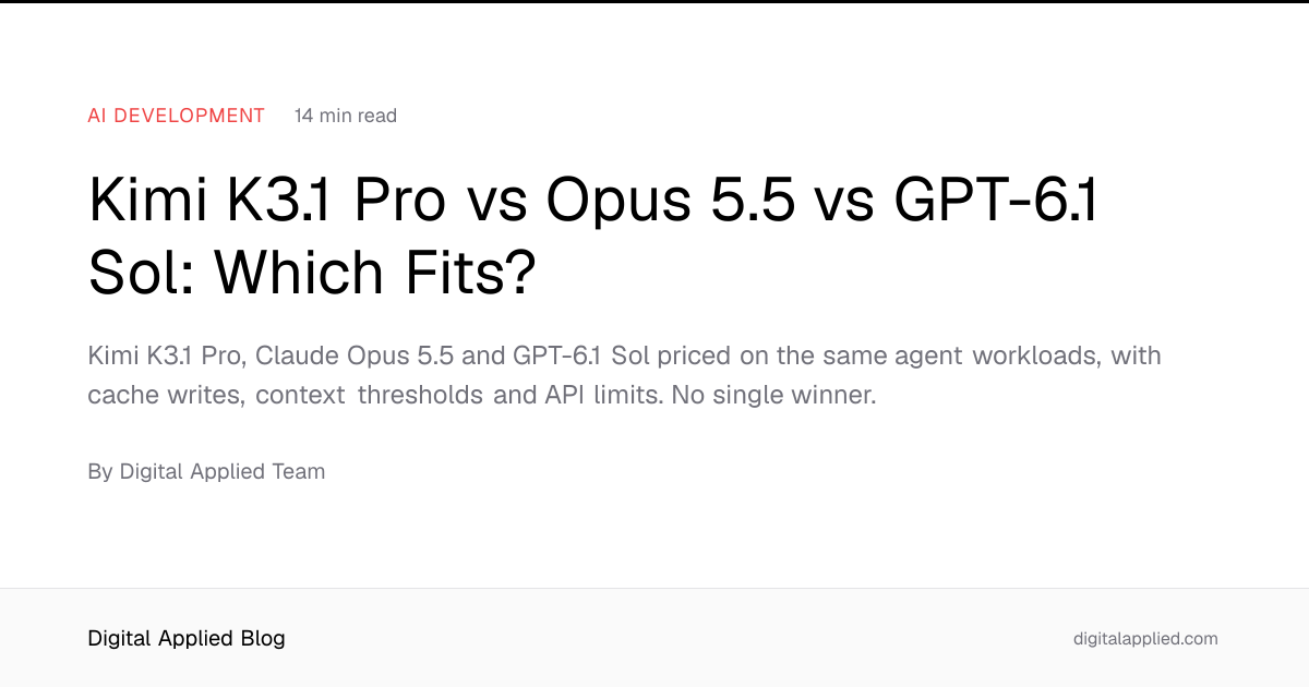 Kimi K3.1 Pro vs Opus 5.5 vs GPT-6.1 Sol: Which Fits?