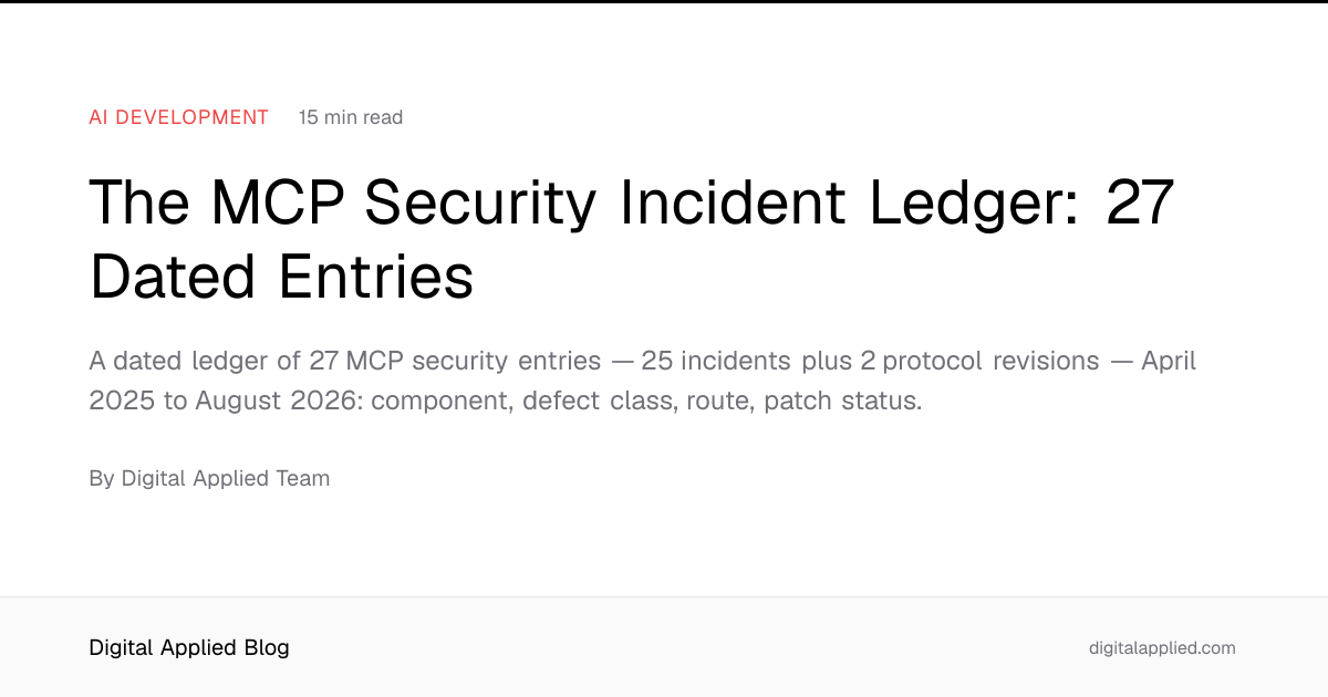 The MCP Security Incident Ledger: 27 Dated Entries