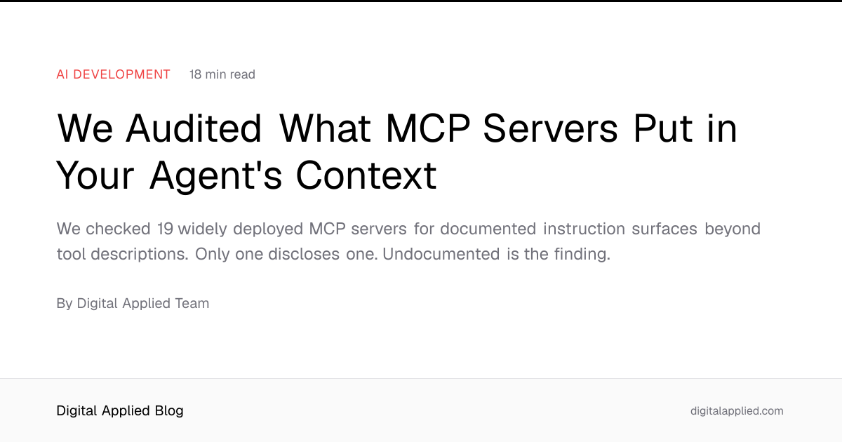 We Audited What MCP Servers Put in Your Agent's Context