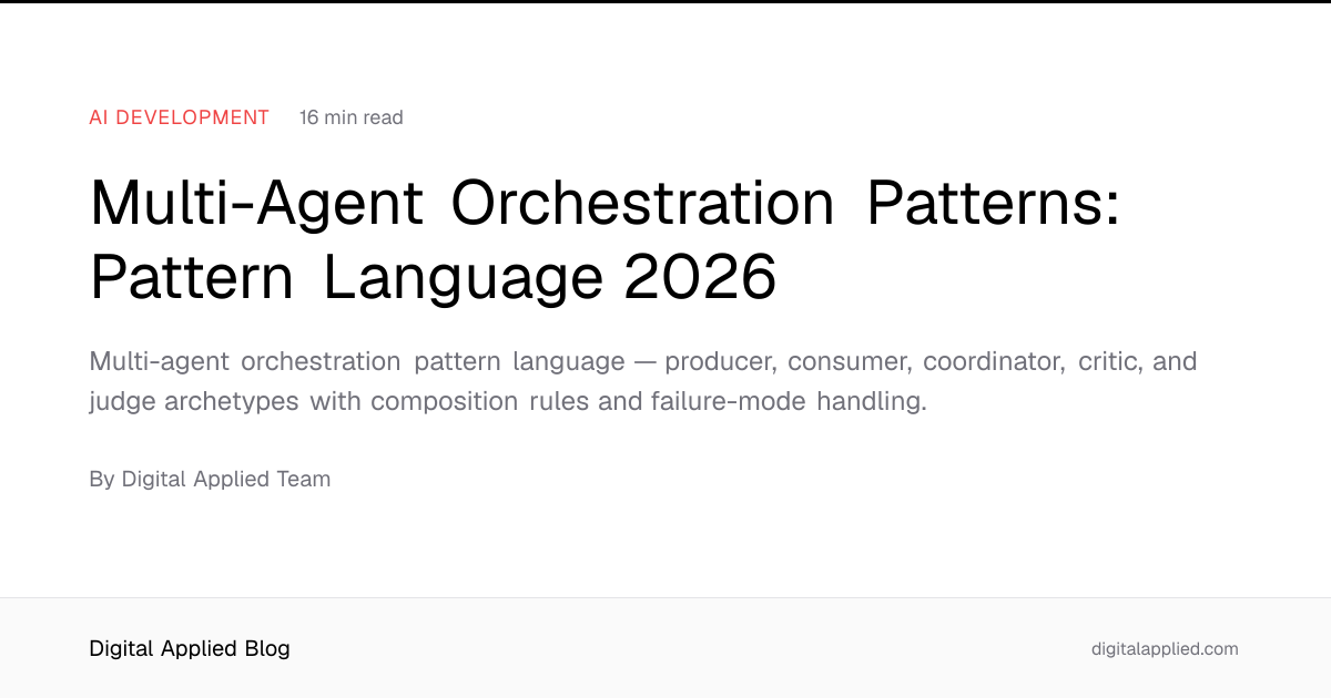 Multi-Agent Orchestration Patterns: Pattern Language 2026