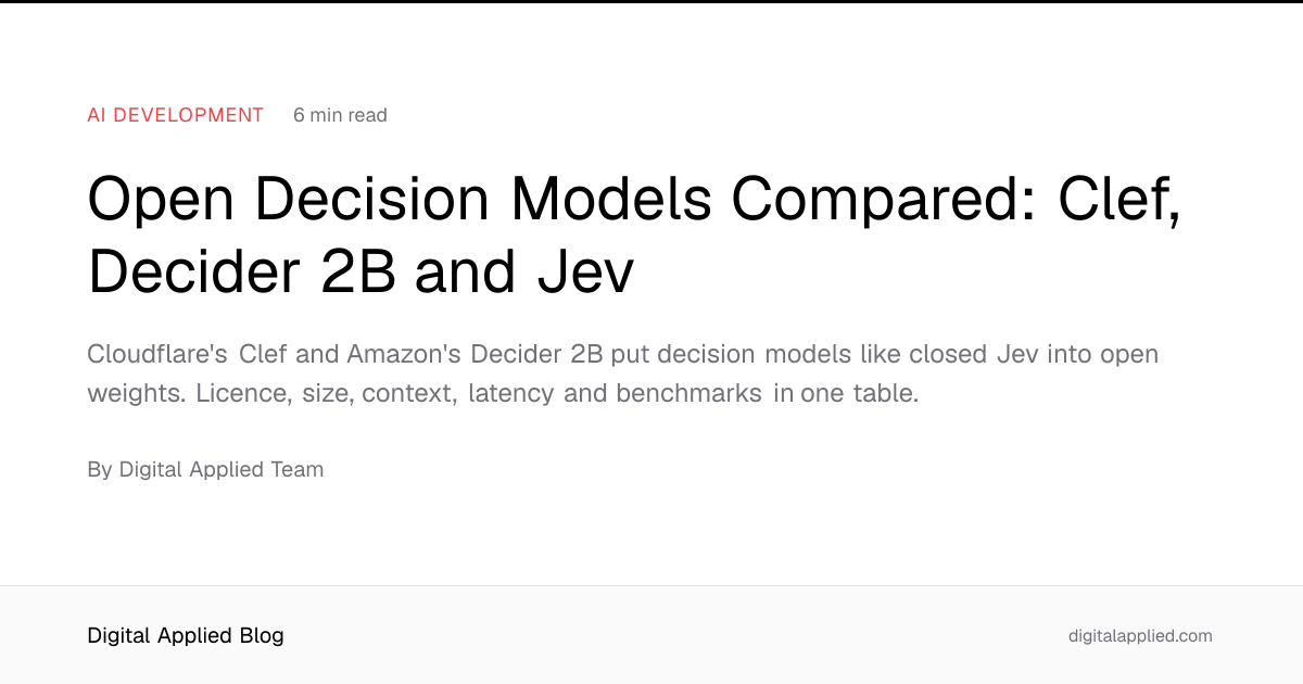 Open Decision Models Compared: Clef, Decider 2B and Jev