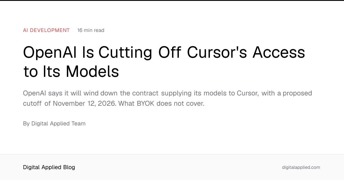 OpenAI Is Cutting Off Cursor's Access to Its Models