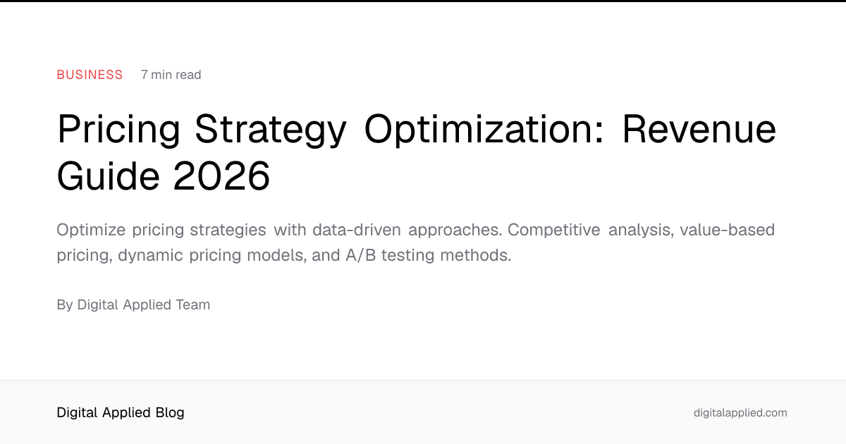 Pricing Strategy Optimization: Revenue Guide 2026