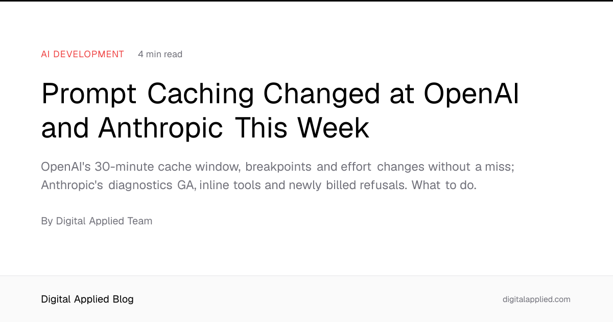 Prompt Caching Changed at OpenAI and Anthropic This Week