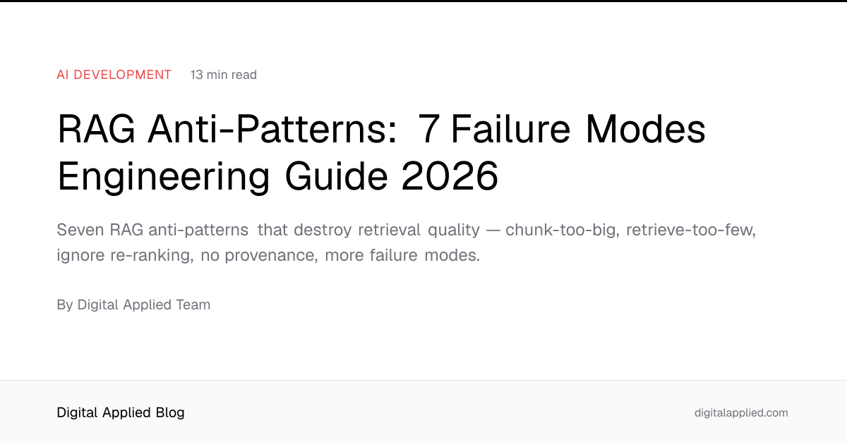 RAG Anti-Patterns: 7 Failure Modes Engineering Guide 2026
