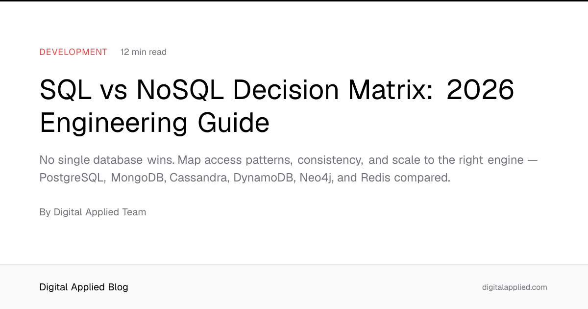 SQL vs NoSQL Decision Matrix: 2026 Engineering Guide