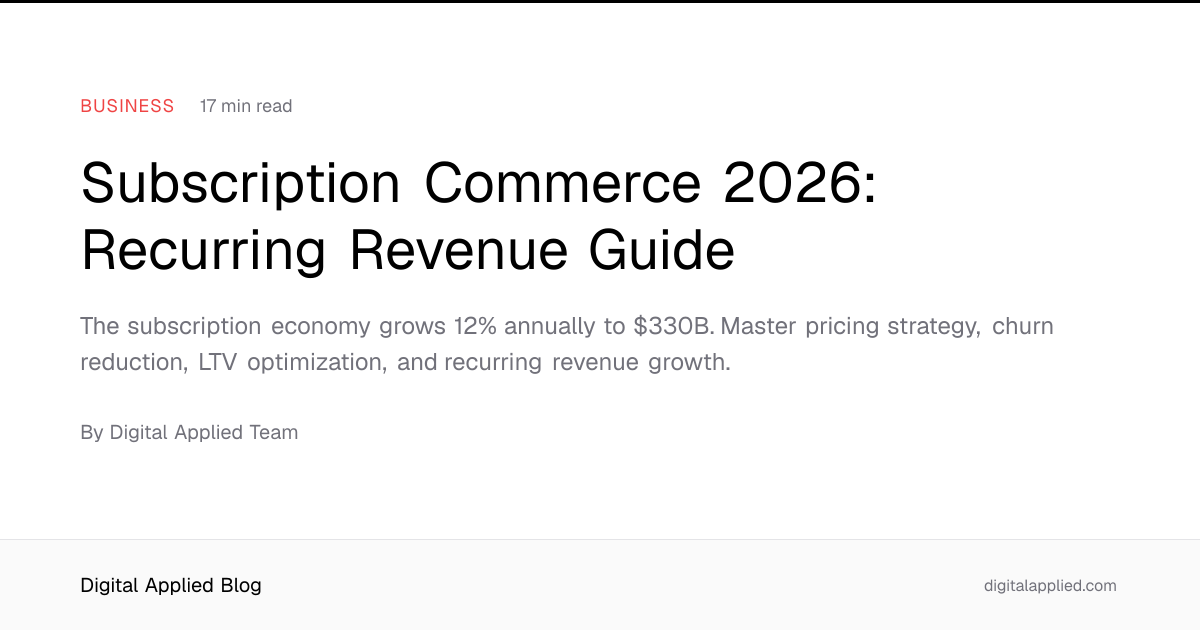 Subscription Commerce 2026: Recurring Revenue Guide